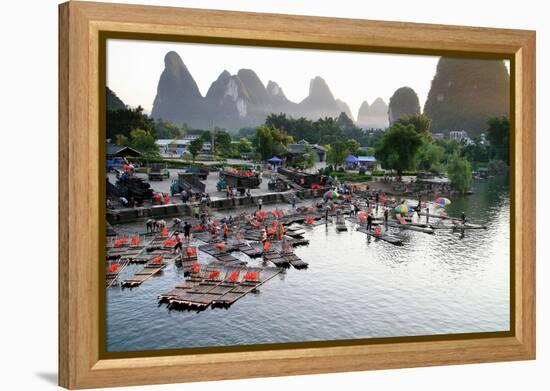 China, Yulong River with Karst Mountains, Tourism, Raft River Journeys-Catharina Lux-Framed Premier Image Canvas