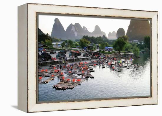 China, Yulong River with Karst Mountains, Tourism, Raft River Journeys-Catharina Lux-Framed Premier Image Canvas