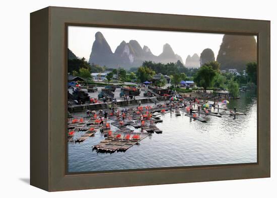 China, Yulong River with Karst Mountains, Tourism, Raft River Journeys-Catharina Lux-Framed Premier Image Canvas