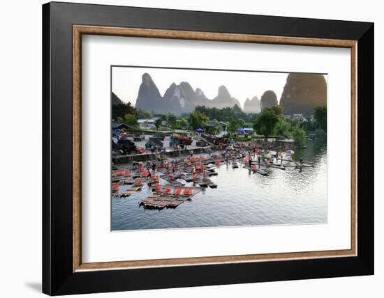 China, Yulong River with Karst Mountains, Tourism, Raft River Journeys-Catharina Lux-Framed Photographic Print