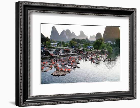 China, Yulong River with Karst Mountains, Tourism, Raft River Journeys-Catharina Lux-Framed Photographic Print