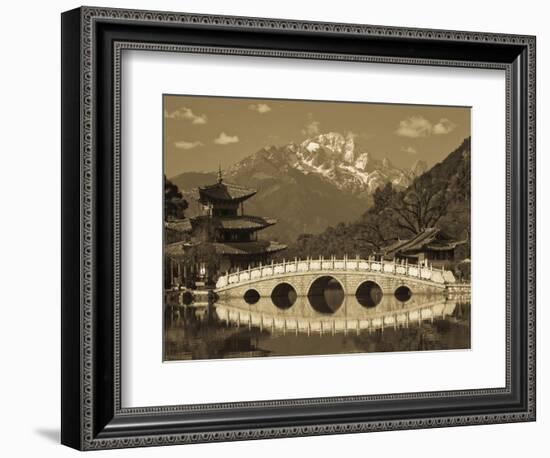 China, Yunnan Province, Lijiang, Black Dragon Pool Park and Jade Dragon Snow Mountain-Walter Bibikow-Framed Photographic Print