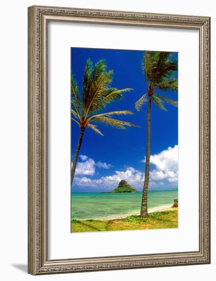 Chinamens Hat in Kaneohe Bay, Hawaii-George Oze-Framed Photographic Print