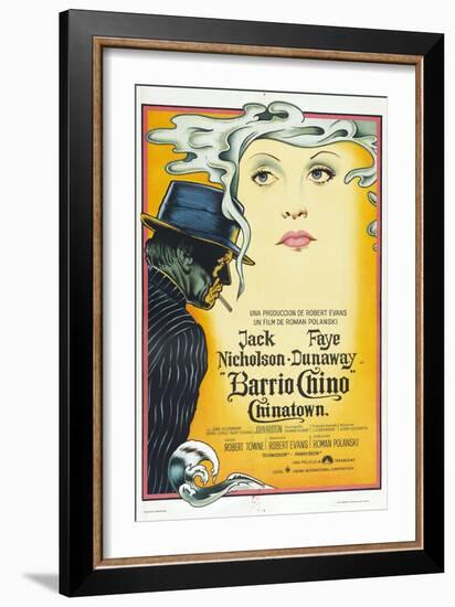 Chinatown, (AKA Barrio Chino), Argentinan Poster, L-R: Jack Nicholson, Faye Dunaway, 1974-null-Framed Premium Giclee Print