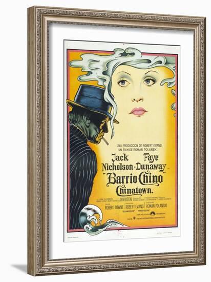 Chinatown, (AKA Barrio Chino), Argentinan Poster, L-R: Jack Nicholson, Faye Dunaway, 1974--Framed Art Print