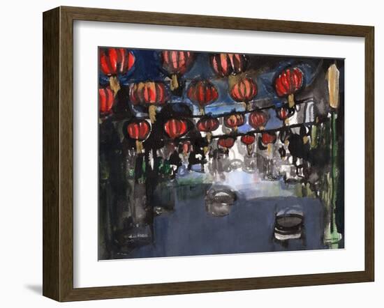 Chinatown, C.2023 (Sumi Ink,Watercolor on Paper)-Janel Bragg-Framed Giclee Print