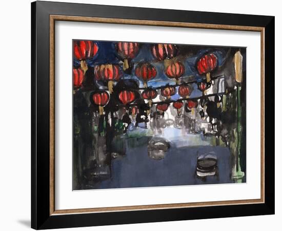 Chinatown, C.2023 (Sumi Ink,Watercolor on Paper)-Janel Bragg-Framed Giclee Print