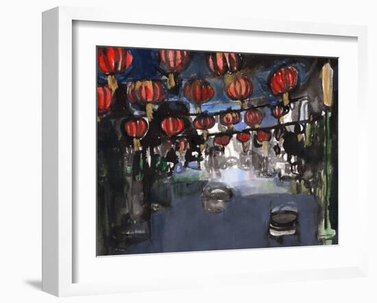 Chinatown, C.2023 (Sumi Ink,Watercolor on Paper)-Janel Bragg-Framed Giclee Print