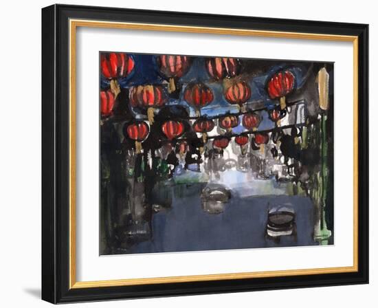 Chinatown, C.2023 (Sumi Ink,Watercolor on Paper)-Janel Bragg-Framed Giclee Print