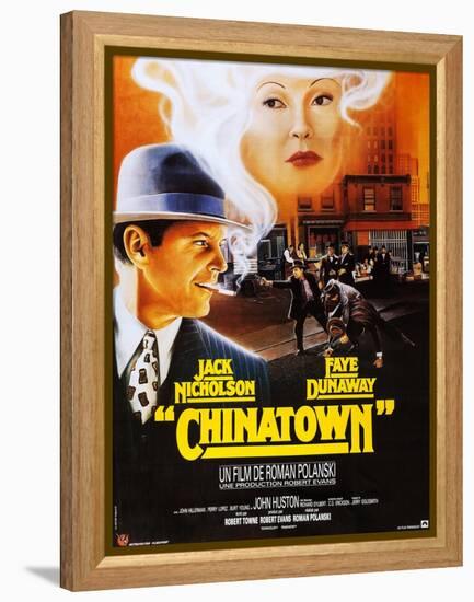 Chinatown, French Poster Art, Jack Nicholson, Faye Dunaway, 1974-null-Framed Stretched Canvas