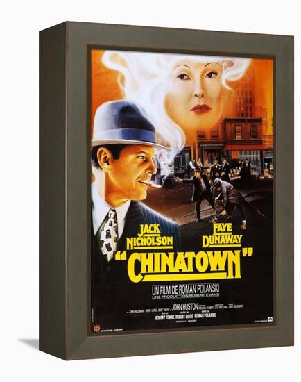 Chinatown, French Poster Art, Jack Nicholson, Faye Dunaway, 1974-null-Framed Stretched Canvas