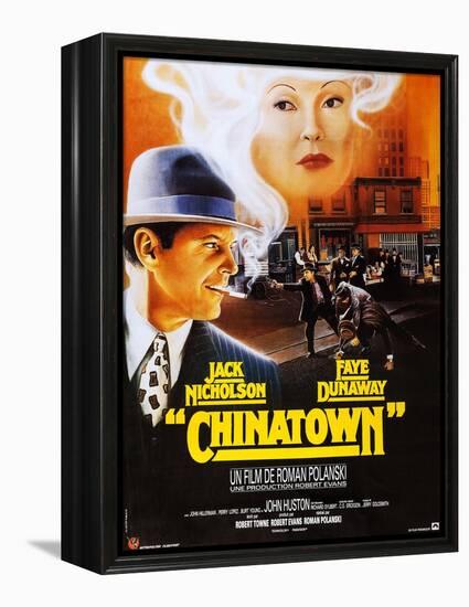 Chinatown, French Poster Art, Jack Nicholson, Faye Dunaway, 1974-null-Framed Stretched Canvas
