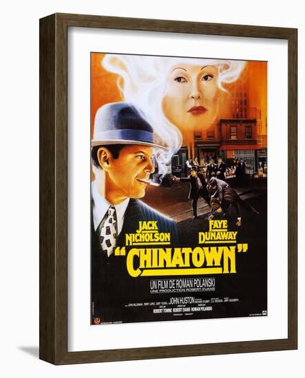 Chinatown, French Poster Art, Jack Nicholson, Faye Dunaway, 1974-null-Framed Art Print