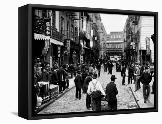 Chinatown on a Sunday: Pell Street, New York-null-Framed Stretched Canvas