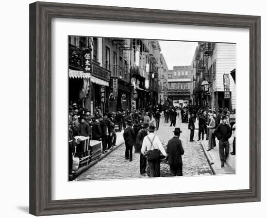 Chinatown on a Sunday: Pell Street, New York-null-Framed Photo