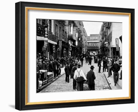 Chinatown on a Sunday: Pell Street, New York-null-Framed Photo