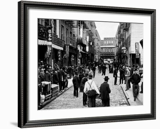 Chinatown on a Sunday: Pell Street, New York-null-Framed Photo