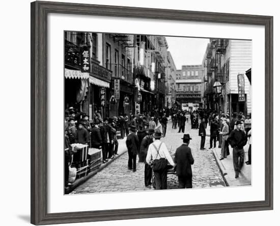 Chinatown on a Sunday: Pell Street, New York-null-Framed Photo