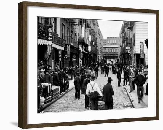 Chinatown on a Sunday: Pell Street, New York-null-Framed Photo