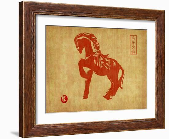 Chinese 2014 For Year Of Horse Design, Words Mean Happy New Year-kenny001-Framed Art Print