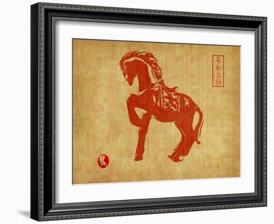 Chinese 2014 For Year Of Horse Design, Words Mean Happy New Year-kenny001-Framed Art Print