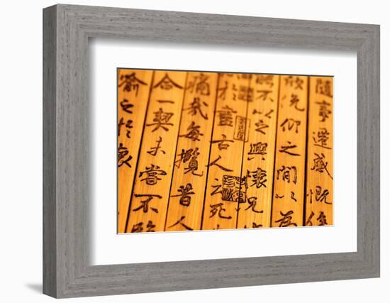 Chinese Ancient Bamboo Slips,Chinese Calligraphy Were Inscribed on the Bamboo Slips,Which is the Sy-Liang Zhang-Framed Photographic Print