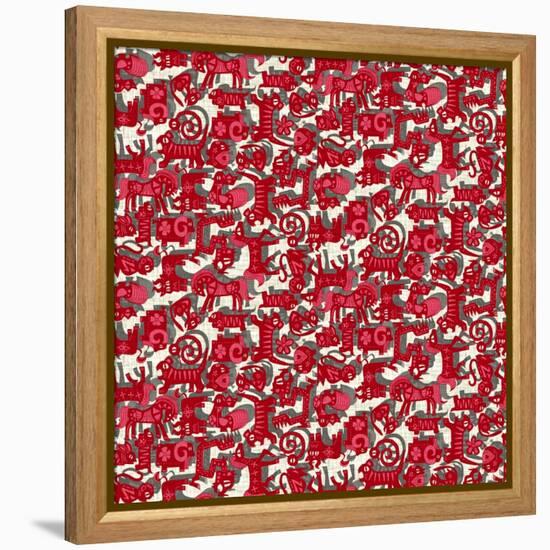 Chinese Animals Red-Sharon Turner-Framed Stretched Canvas