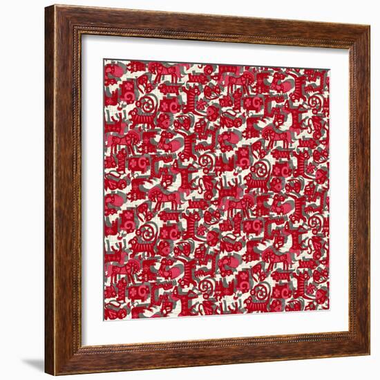 Chinese Animals Red-Sharon Turner-Framed Art Print