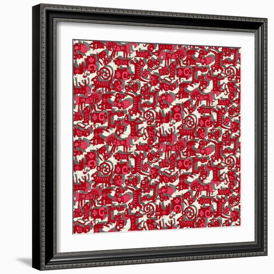 Chinese Animals Red-Sharon Turner-Framed Art Print