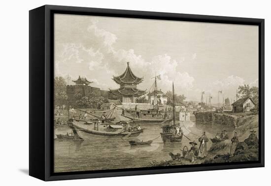 Chinese Barges of the Embassy Passing Through a Sluice of the Grand Canal-William Alexander-Framed Premier Image Canvas