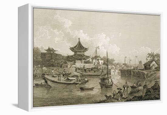 Chinese Barges of the Embassy Passing Through a Sluice of the Grand Canal-William Alexander-Framed Premier Image Canvas