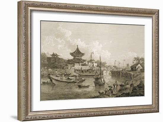 Chinese Barges of the Embassy Passing Through a Sluice of the Grand Canal-William Alexander-Framed Giclee Print