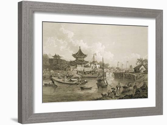 Chinese Barges of the Embassy Passing Through a Sluice of the Grand Canal-William Alexander-Framed Giclee Print