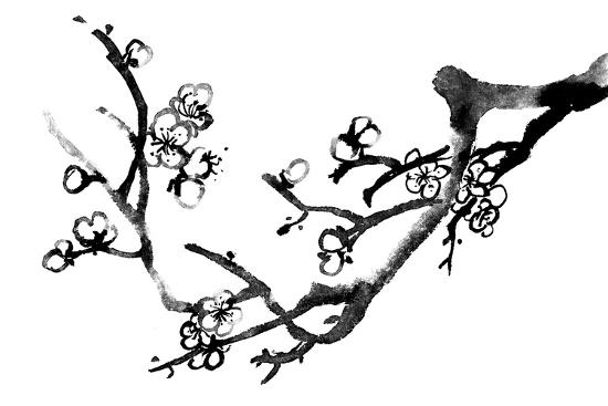 Chinese Black And White Traditional Ink Painting Plum Blossom On White Background Art Print Elwynn Art Com