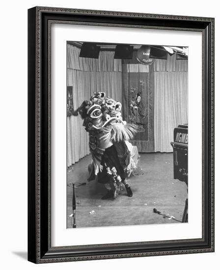 Chinese Boy in Costume Reciting before TV Cameras-null-Framed Photographic Print