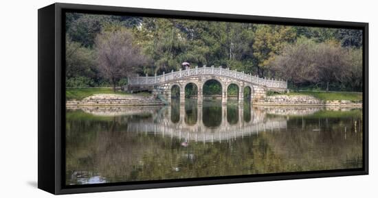 Chinese Bridge over Green Lake in Kunming, China-Darrell Gulin-Framed Premier Image Canvas