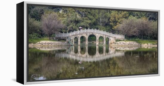 Chinese Bridge over Green Lake in Kunming, China-Darrell Gulin-Framed Premier Image Canvas