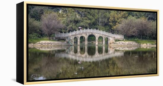 Chinese Bridge over Green Lake in Kunming, China-Darrell Gulin-Framed Premier Image Canvas