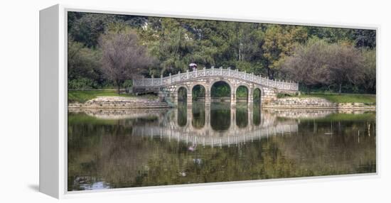 Chinese Bridge over Green Lake in Kunming, China-Darrell Gulin-Framed Premier Image Canvas