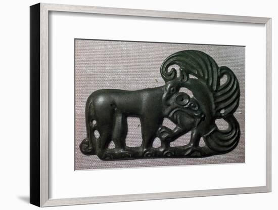 Chinese bronze harness plaque of a tiger and gryphon, 2nd century BC-Unknown-Framed Giclee Print