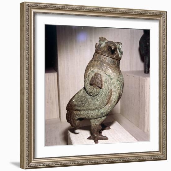 Chinese Bronze Wine-Vessel or Tsun, in form of Short-Eared Owl, 11th century BC-10th century BC-Unknown-Framed Giclee Print