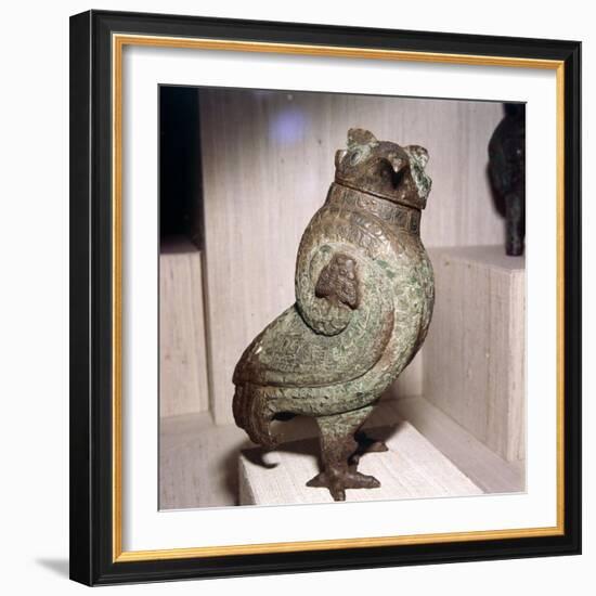 Chinese Bronze Wine-Vessel or Tsun, in form of Short-Eared Owl, 11th century BC-10th century BC-Unknown-Framed Giclee Print