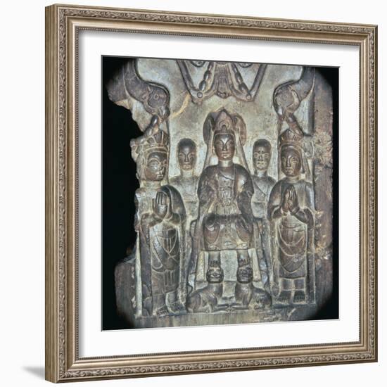 Chinese Buddhist Stela, 6th century. Artist: Unknown-Unknown-Framed Giclee Print