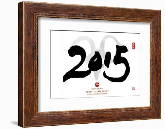 Chinese Calligraphy for Year of the Goat 2015,Seal Mean Good Bless for New Year-kenny001-Framed Photographic Print