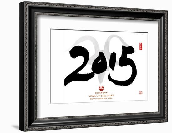 Chinese Calligraphy for Year of the Goat 2015,Seal Mean Good Bless for New Year-kenny001-Framed Photographic Print