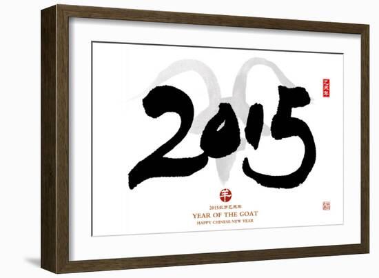 Chinese Calligraphy for Year of the Goat 2015,Seal Mean Good Bless for New Year-kenny001-Framed Photographic Print