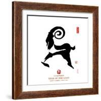 Chinese Calligraphy for Year of the Goat 2015,Seal Mean Good Bless for New Year-kenny001-Framed Photographic Print