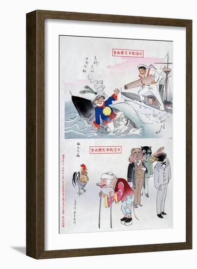 Chinese Cartoon, 1895-Kiyochika Kobayashi-Framed Giclee Print