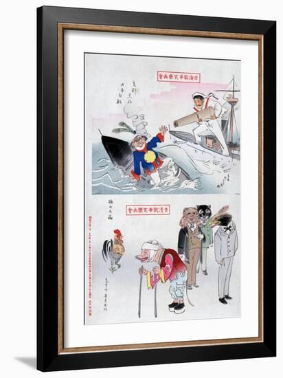 Chinese Cartoon, 1895-Kiyochika Kobayashi-Framed Giclee Print