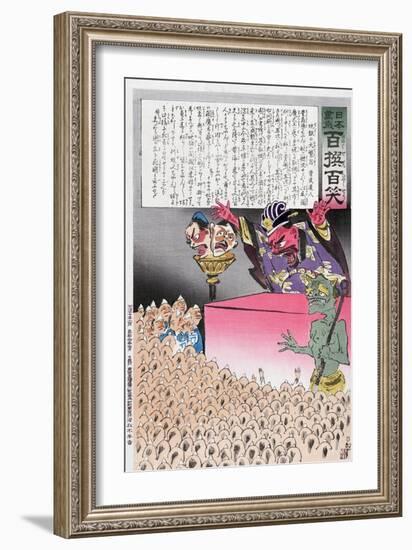 Chinese Cartoon, 1895-Kiyochika Kobayashi-Framed Giclee Print